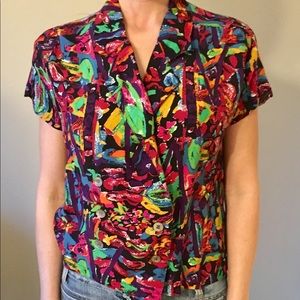 Vintage wild fun and colorful button up!